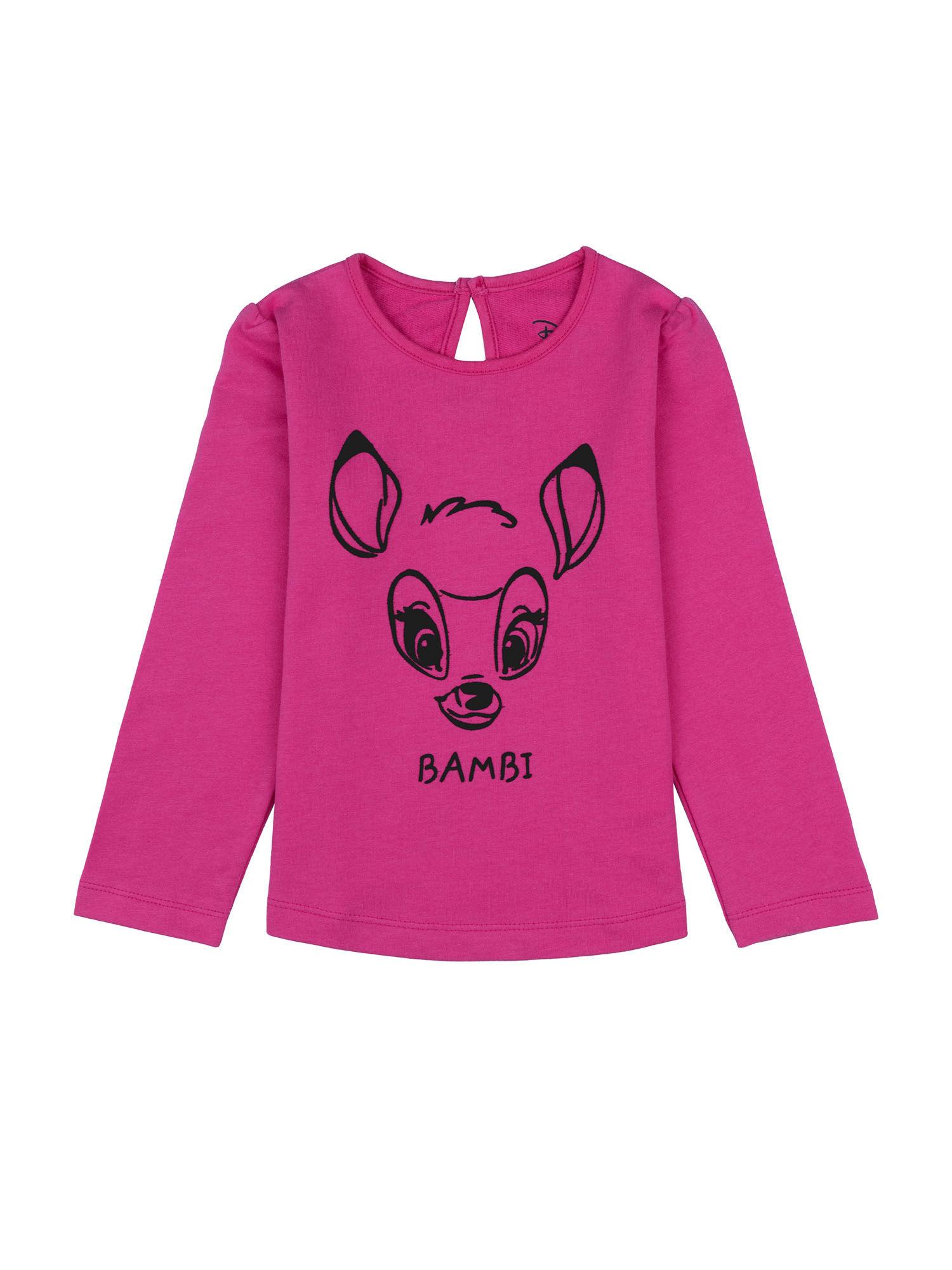 girls bambi "bambi" flock print pink cotton full sleeve tshirt