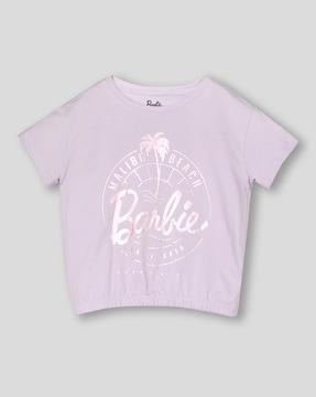 girls barbie print relaxed fit round-neck t-shirt