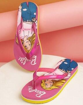 girls barbie print thong flip-flops