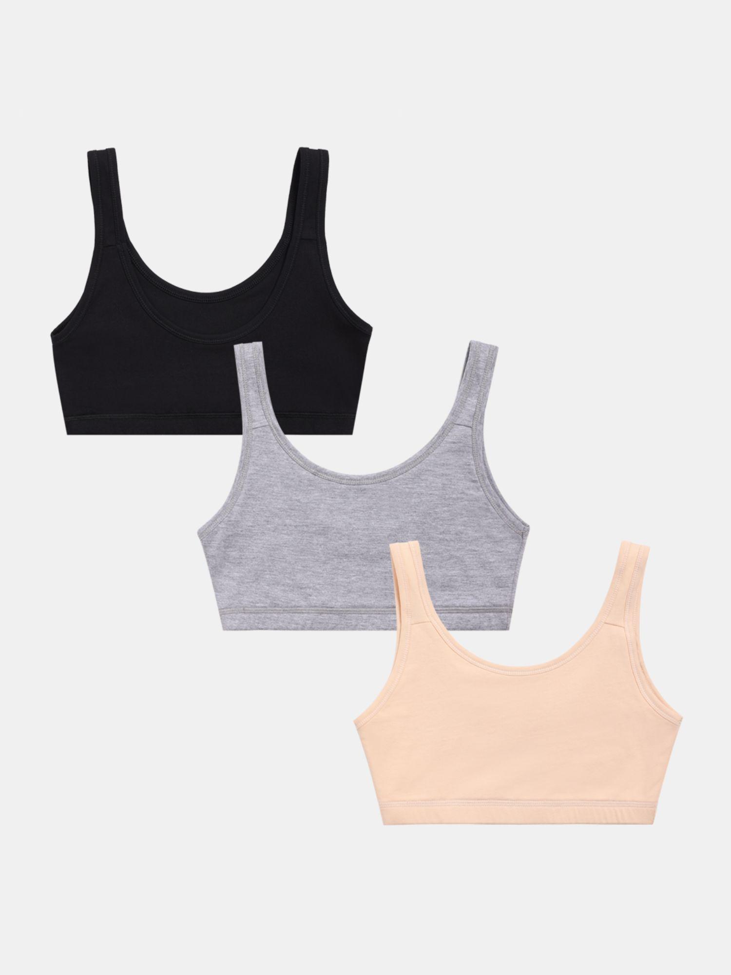 girls beginners bra multi-color for girls (pack of 3)