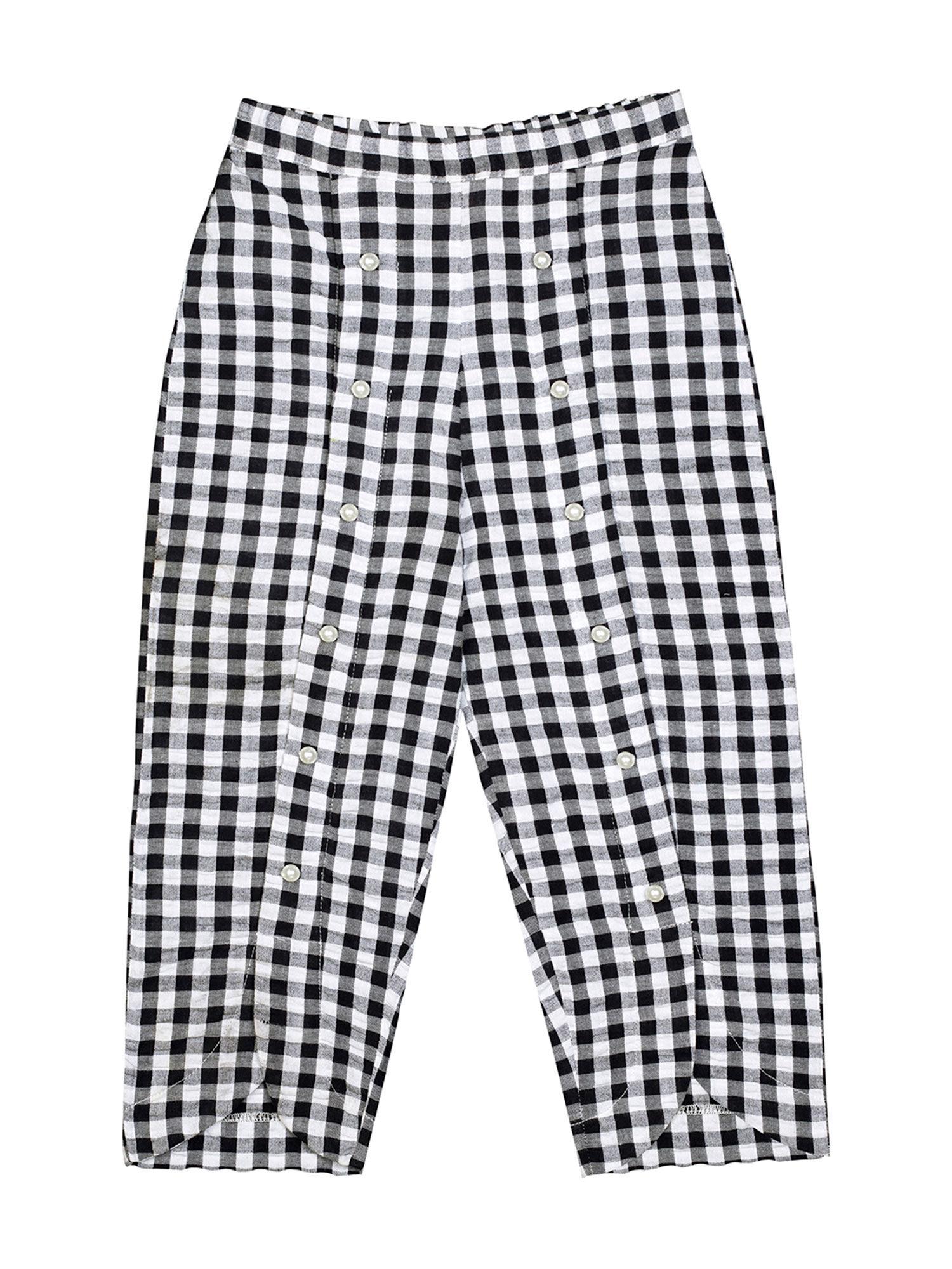 girls black check with beaded applique trouser