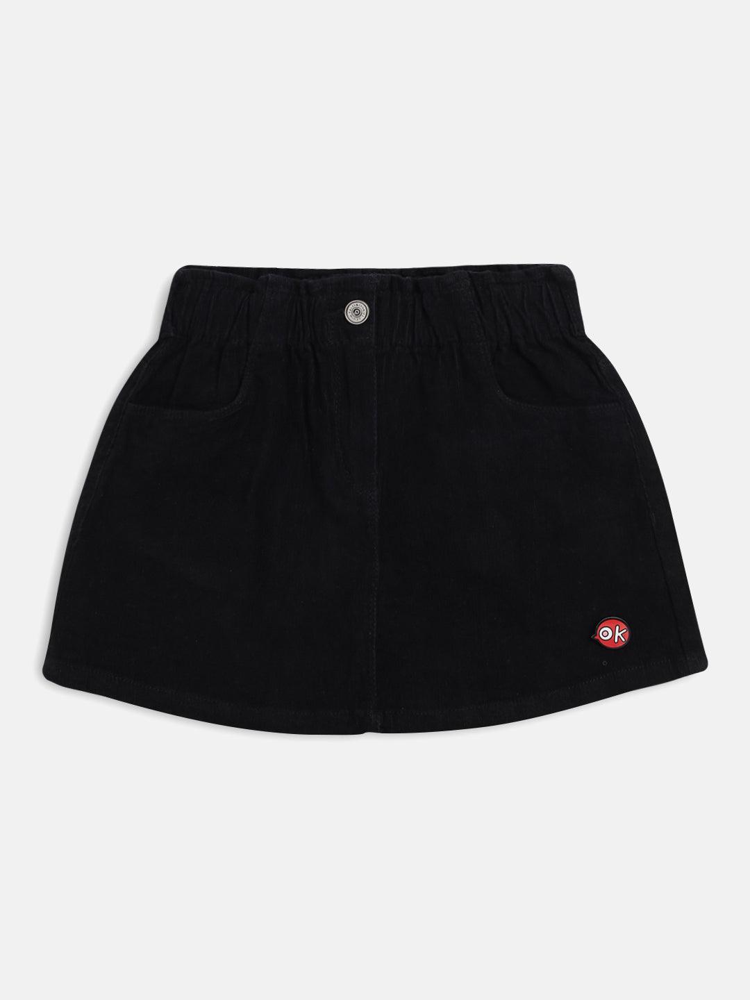 girls black cotton skirt