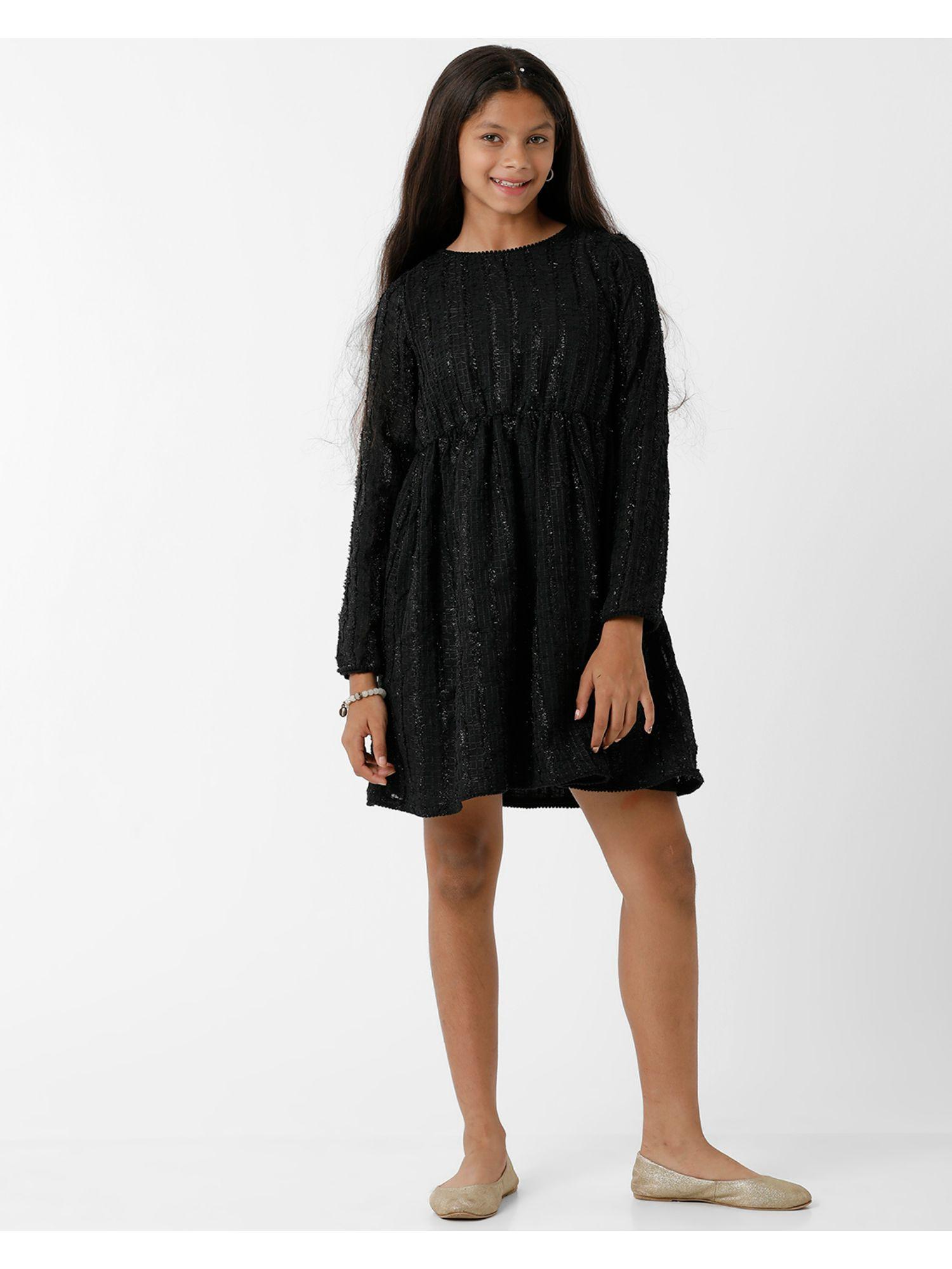 girls black embellished dress