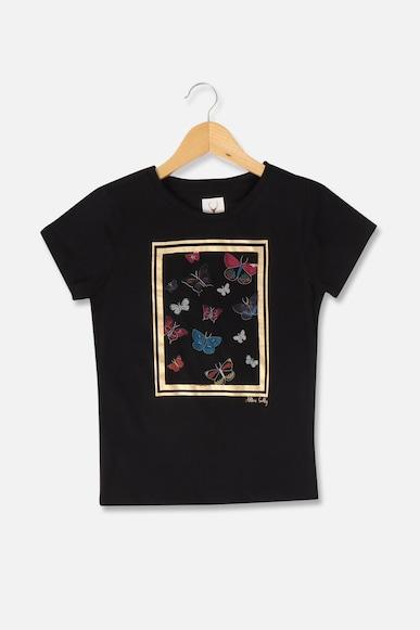 girls black graphic print casual t-shirt
