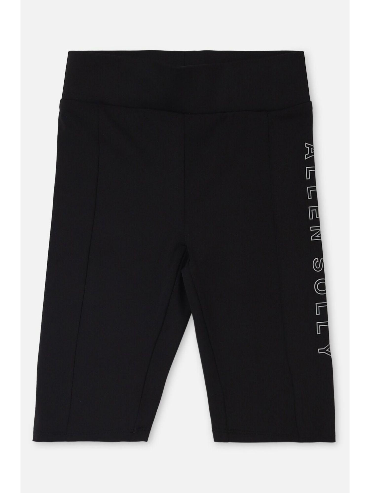 girls black print regular fit shorts
