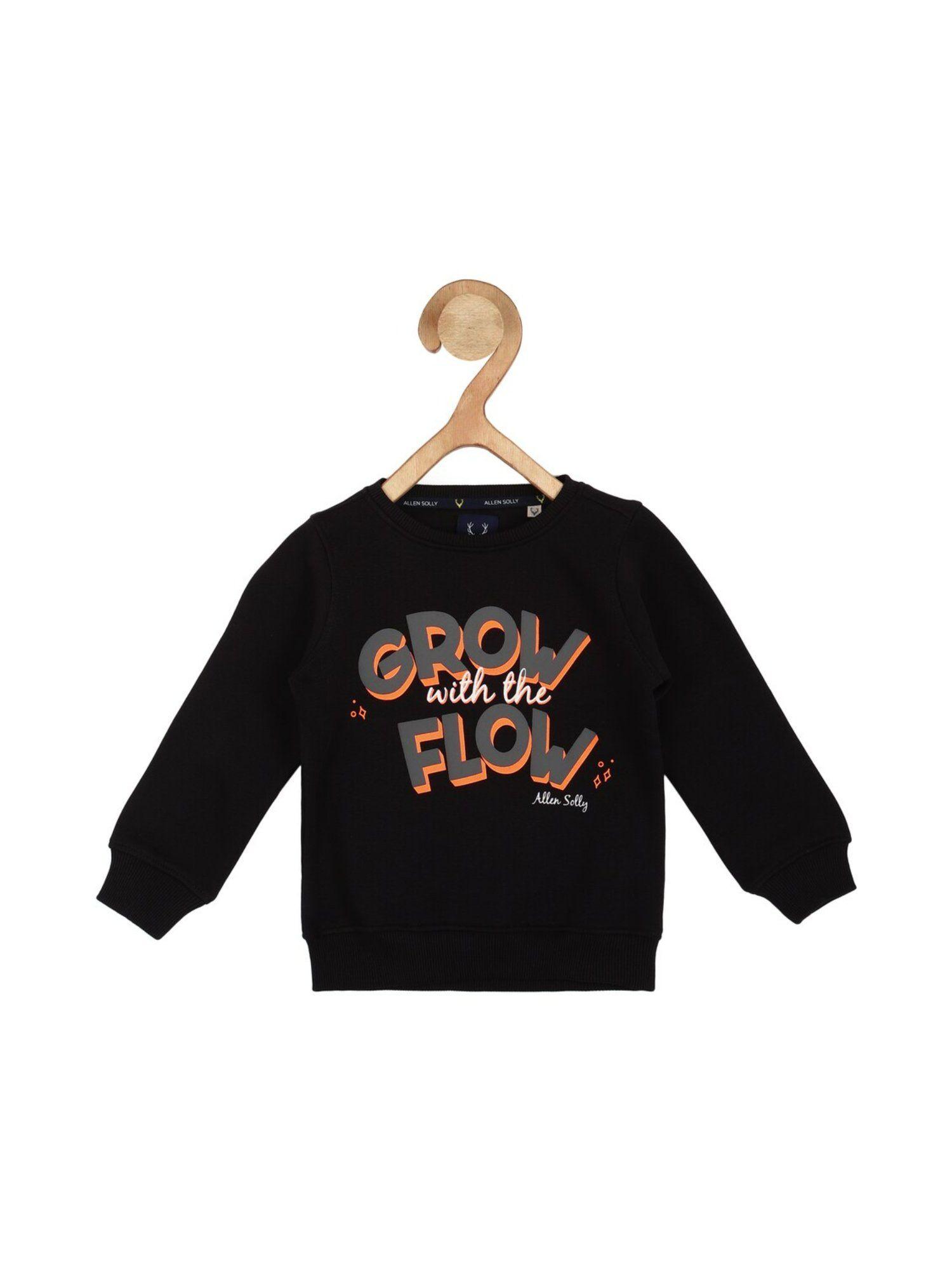 girls black print regular fit sweatshirt