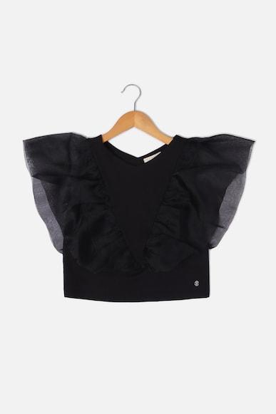 girls black solid casual top