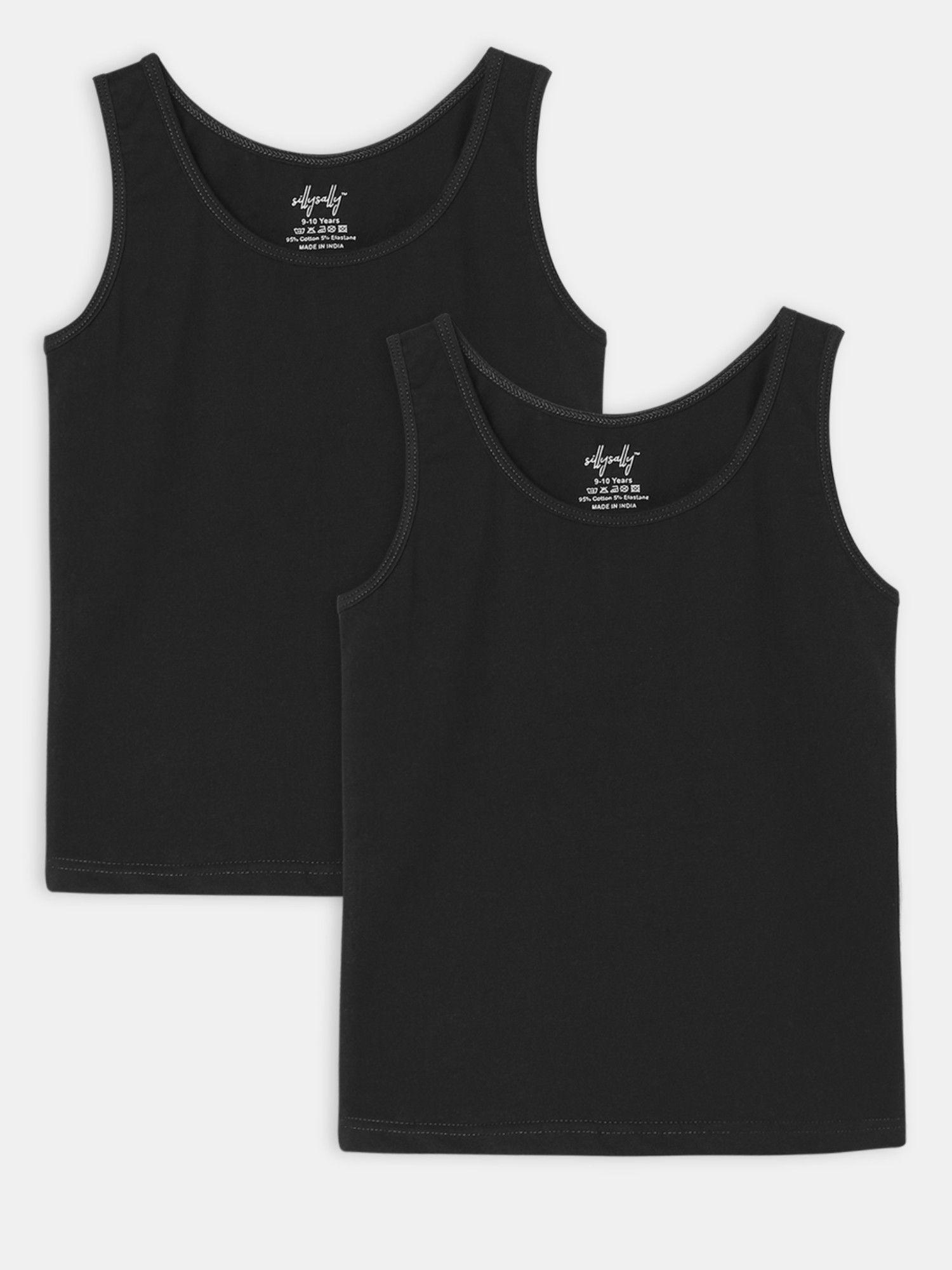girls black vests (pack of 2)