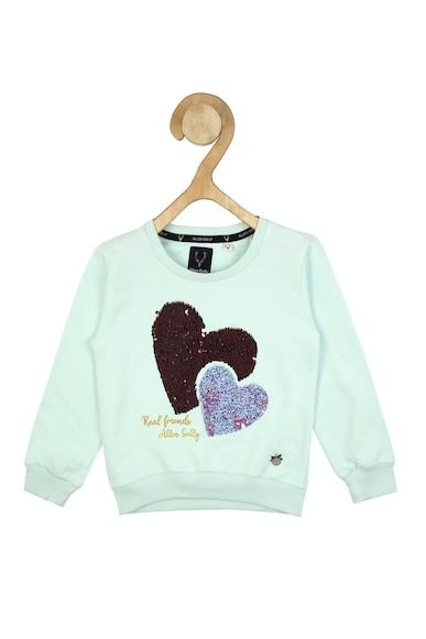 girls blue graphic print regular fit sweatshirt