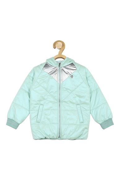 girls blue patterned regular fit jacket