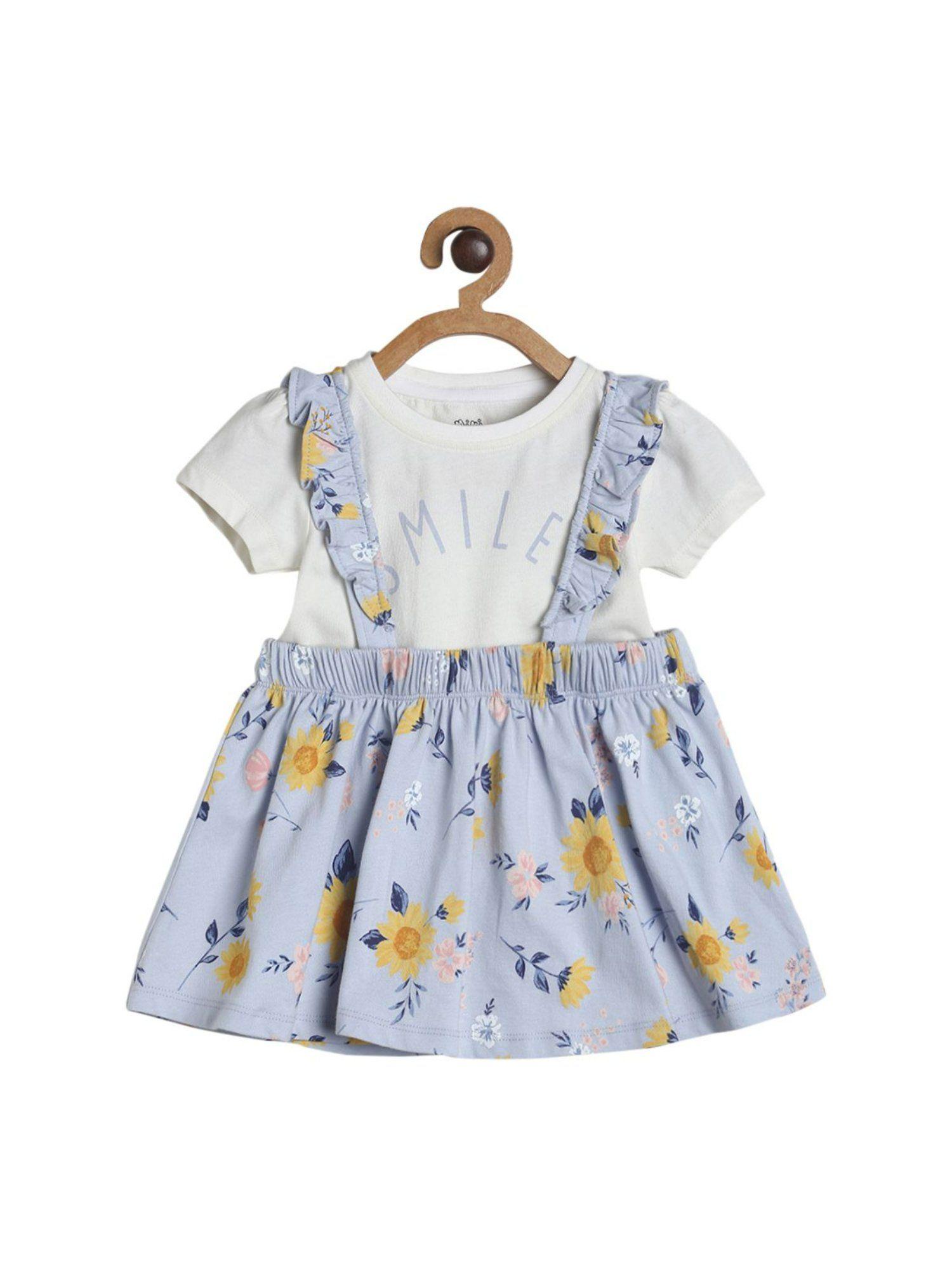 girls blue pinafore and top (set of 2)