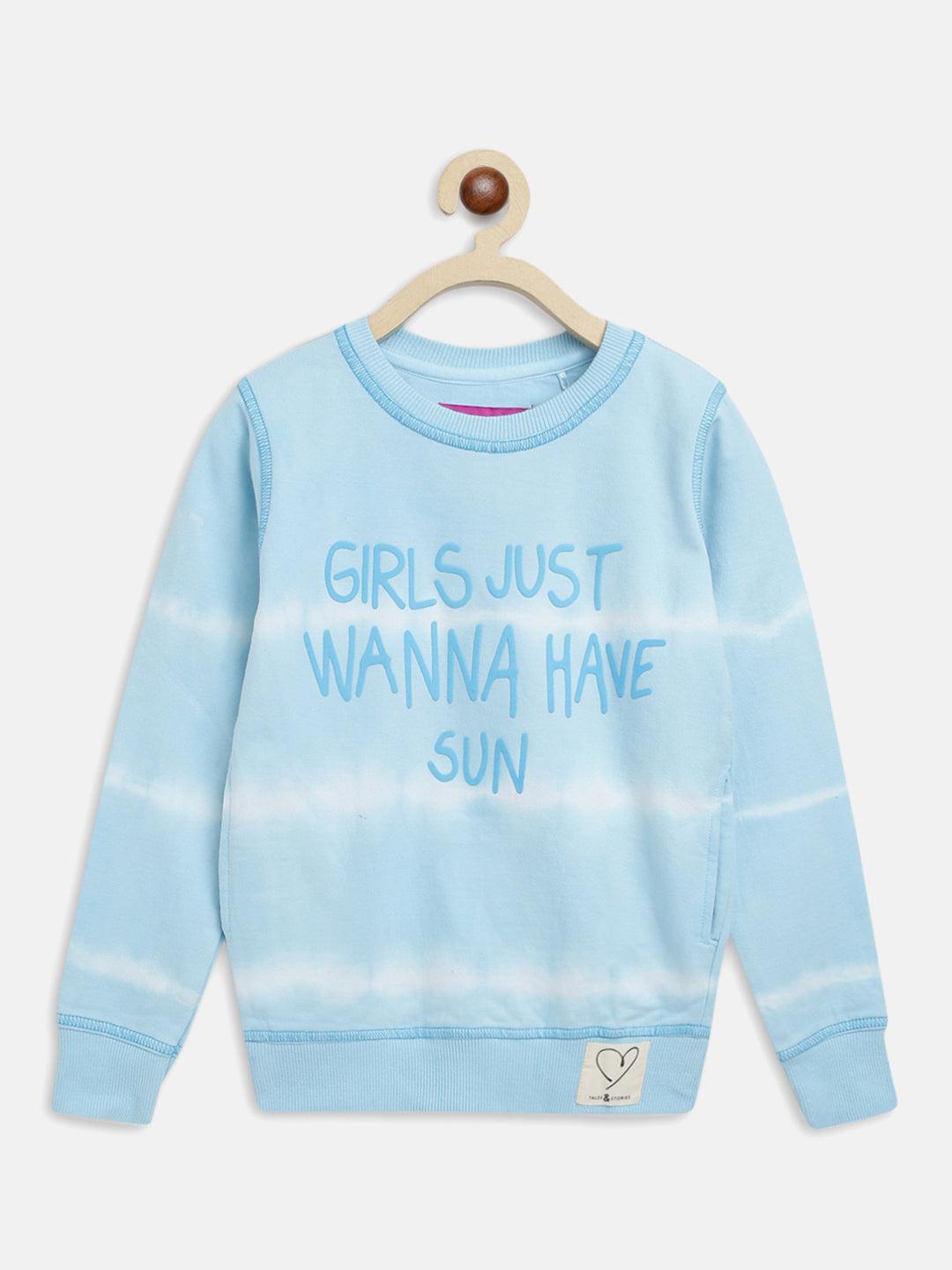 girls blue poly cotton sweatshirt