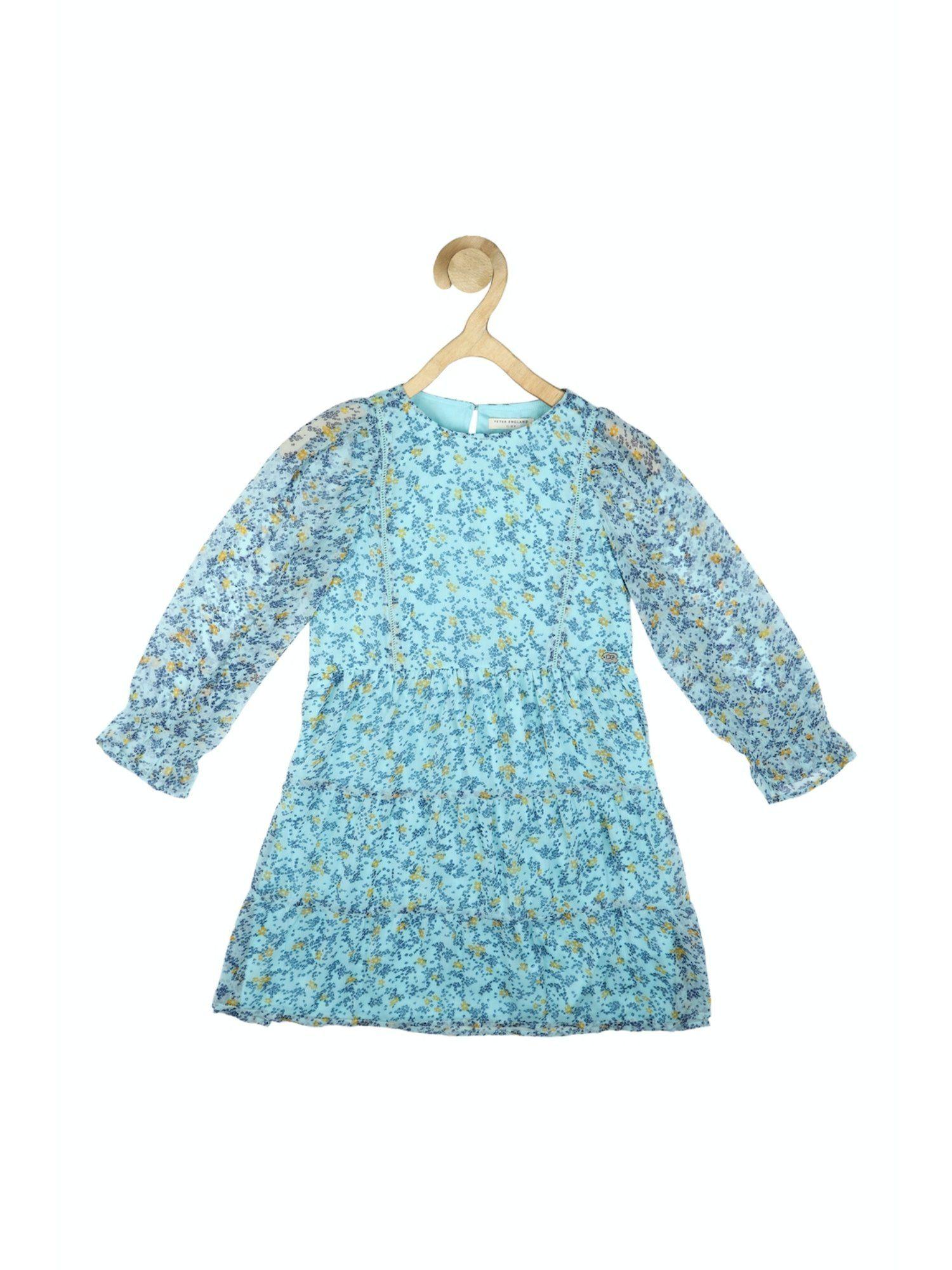 girls blue printed dress