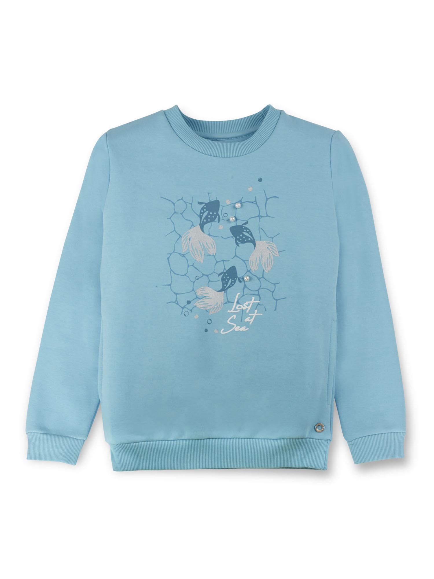 girls blue printed sweatshirt