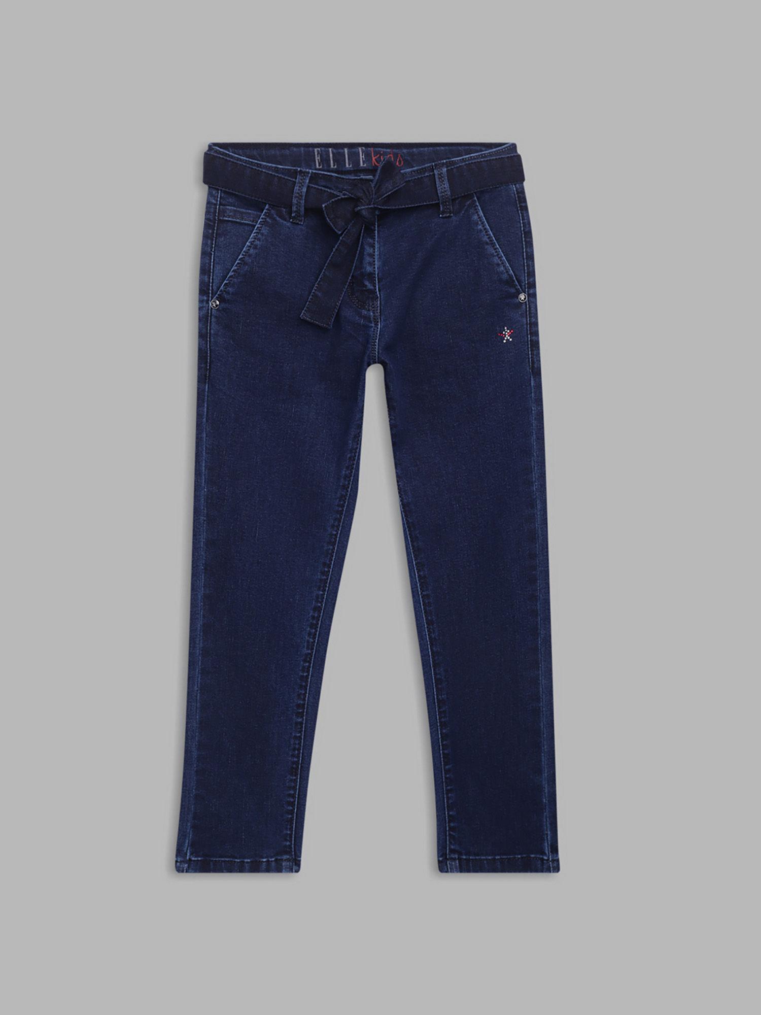 girls blue solid denim