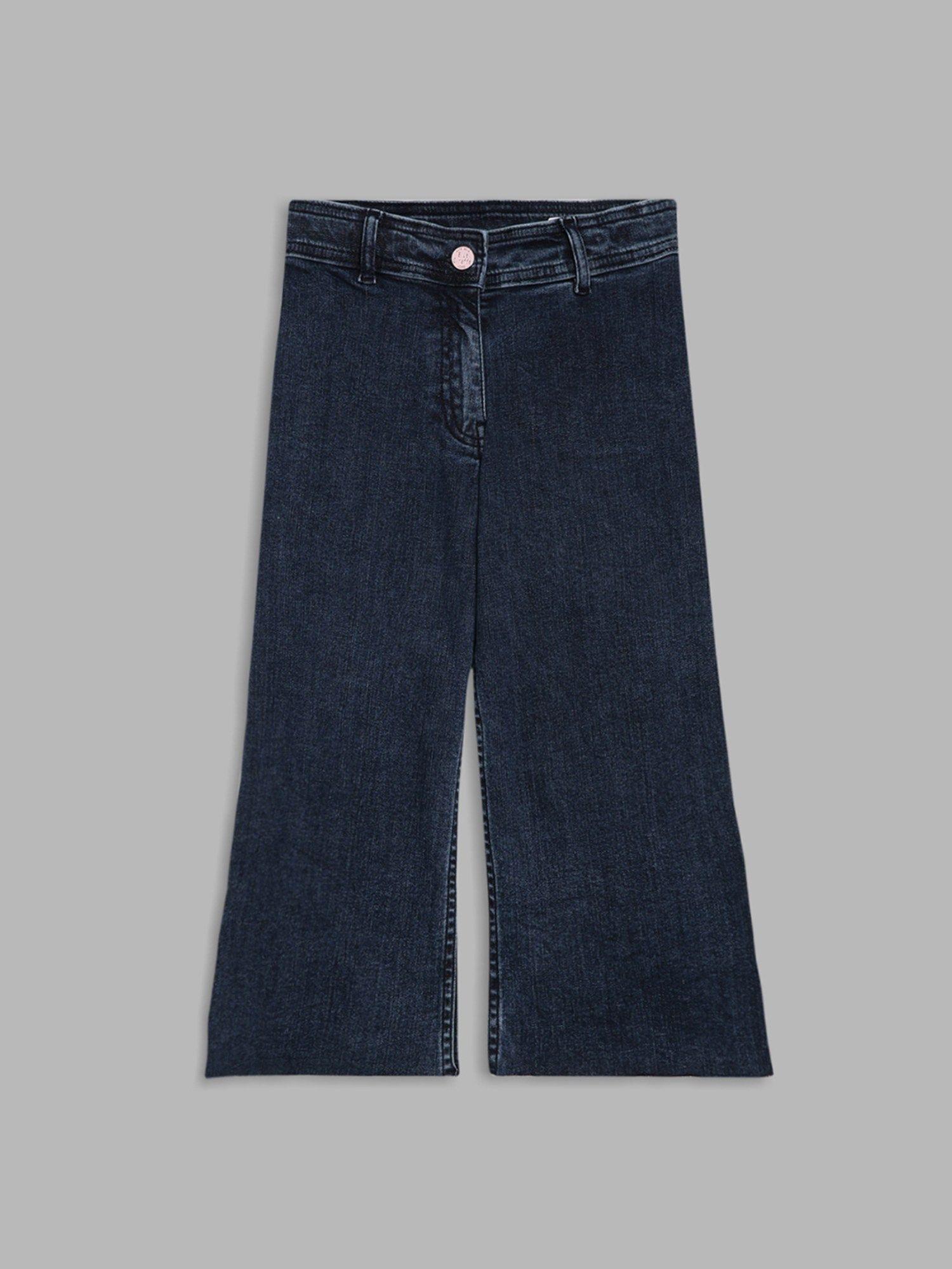 girls blue solid flared jeans