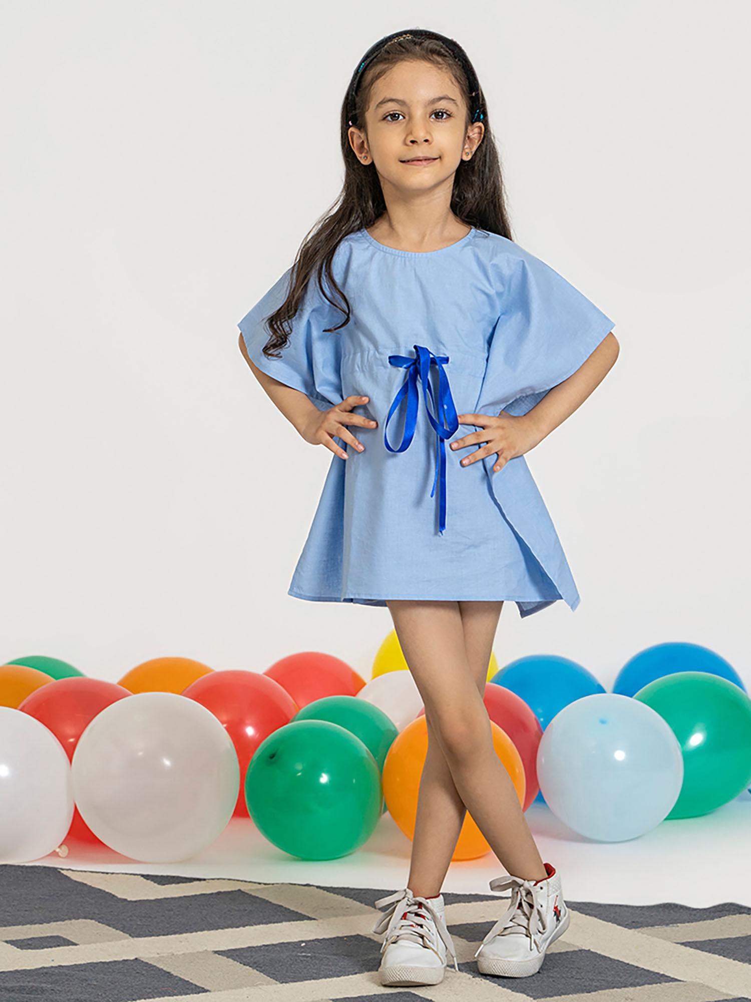 girls blue solid frock