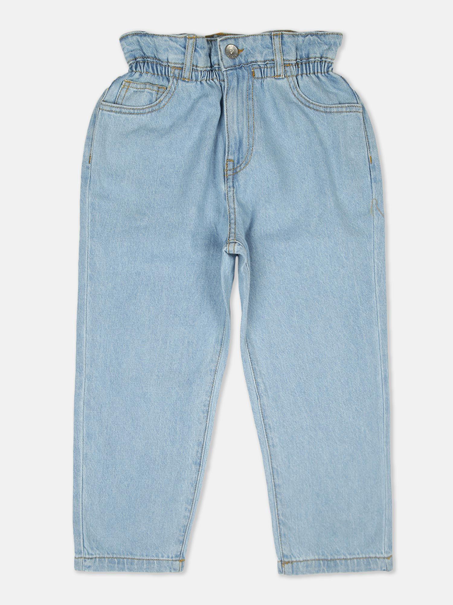 girls blue solid jeans