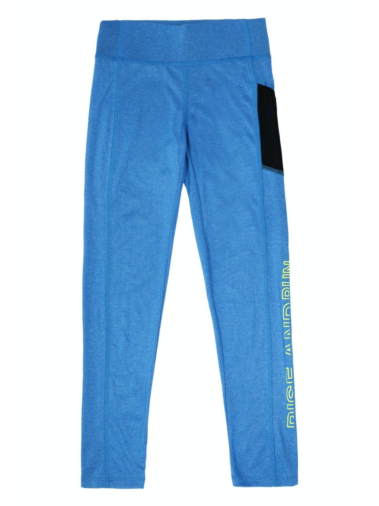 girls blue solid leggings