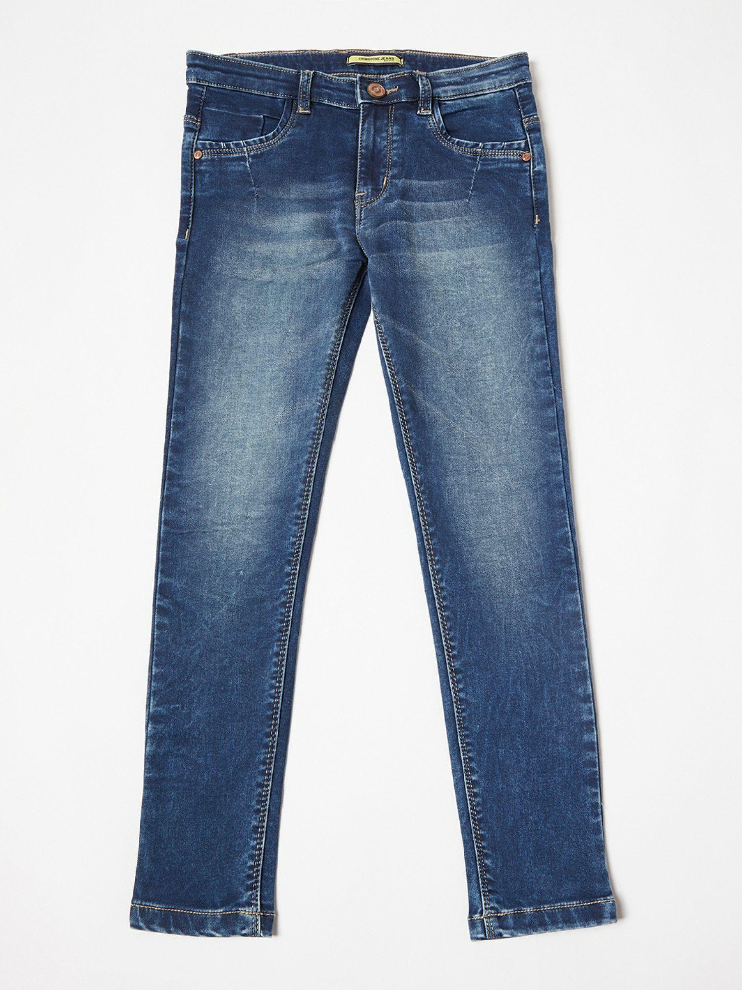 girls blue solid light fade jeans