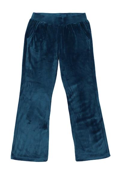 girls blue solid regular fit trousers