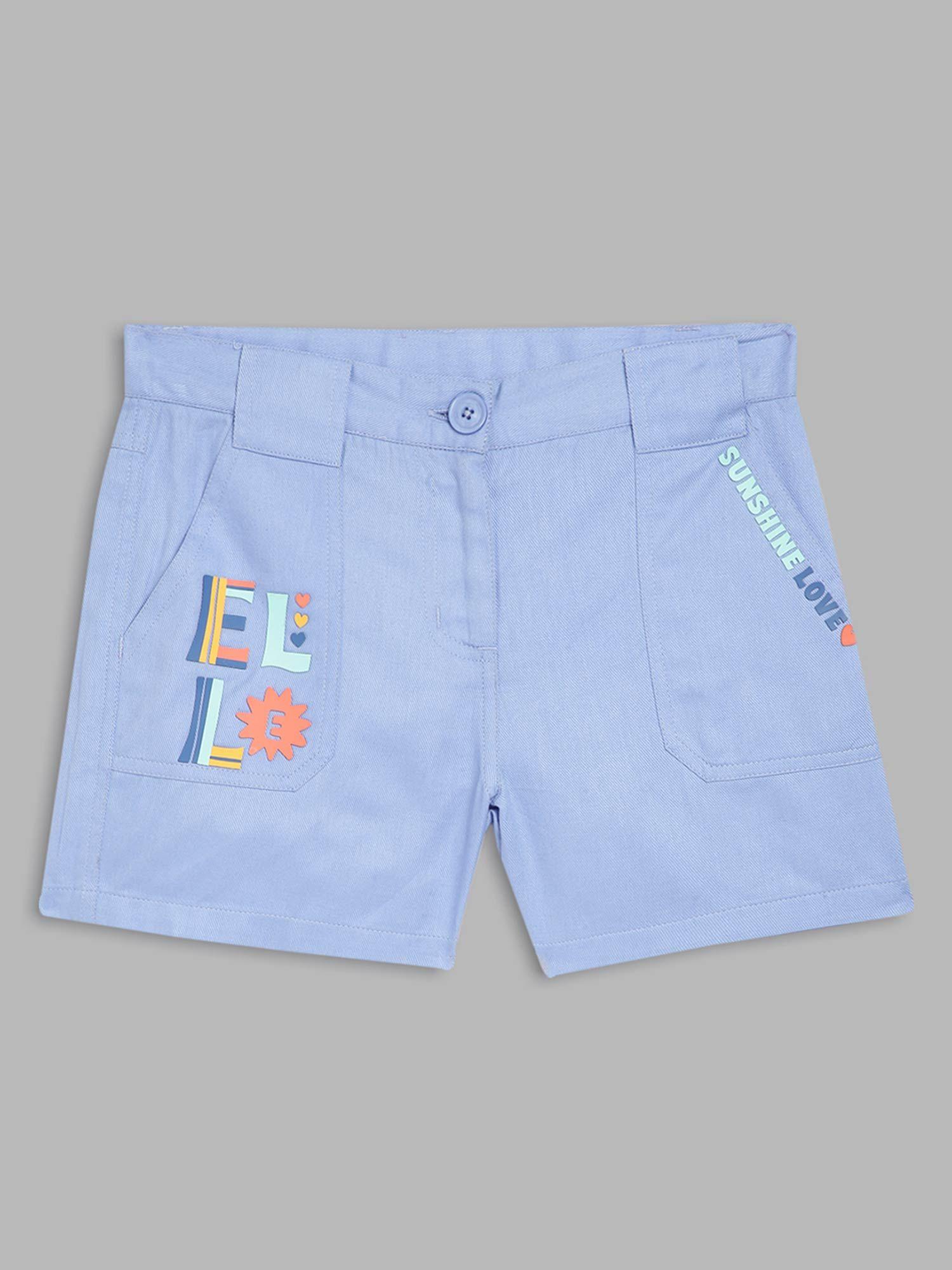girls blue solid shorts