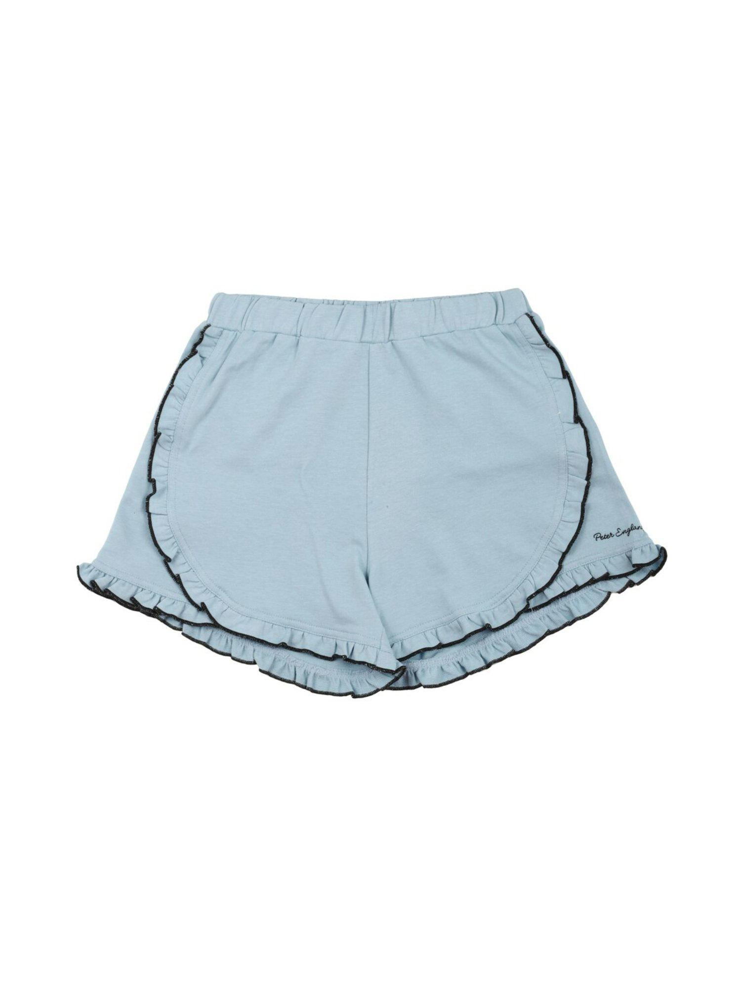 girls blue solid shorts