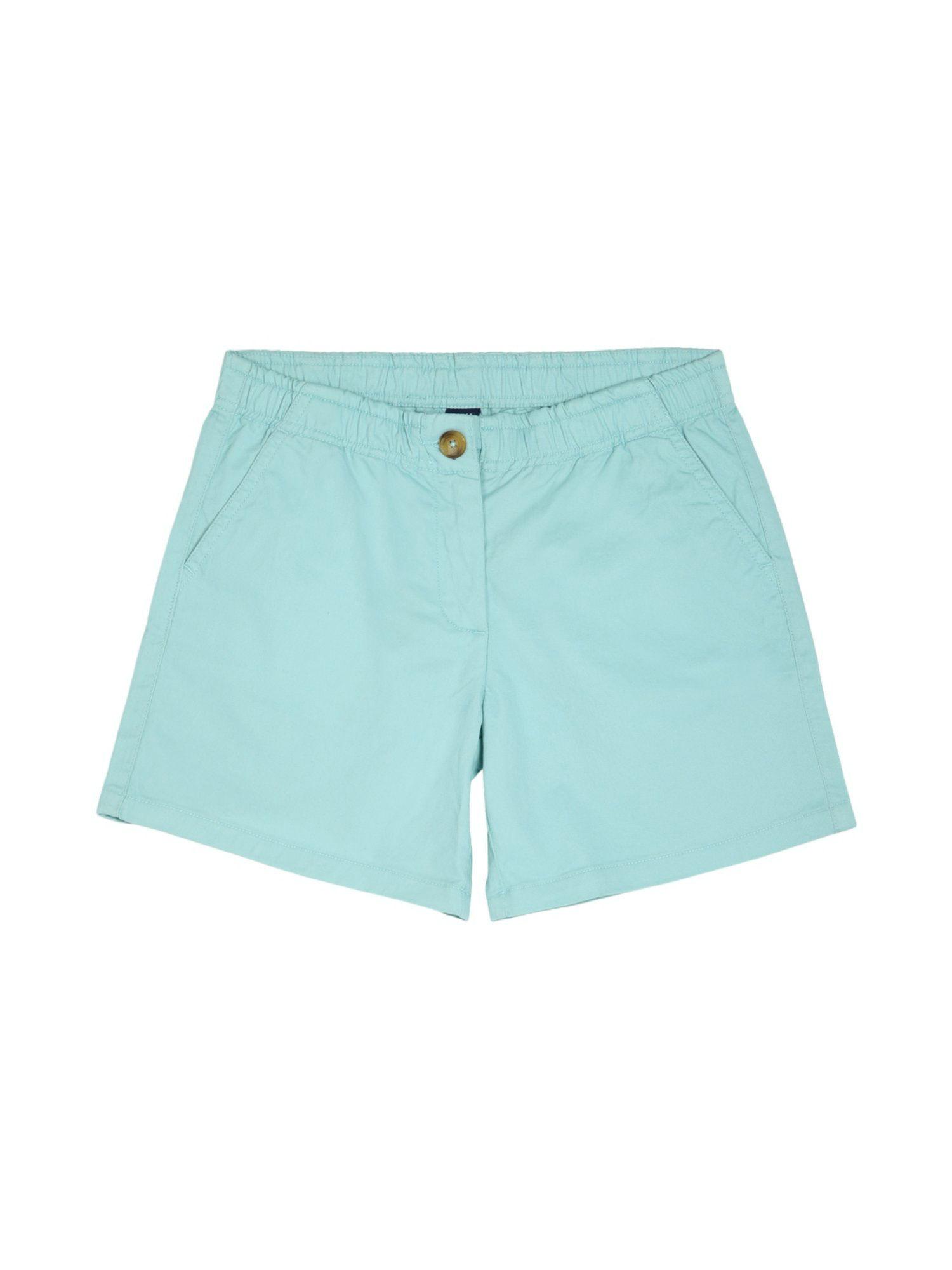 girls blue solid shorts