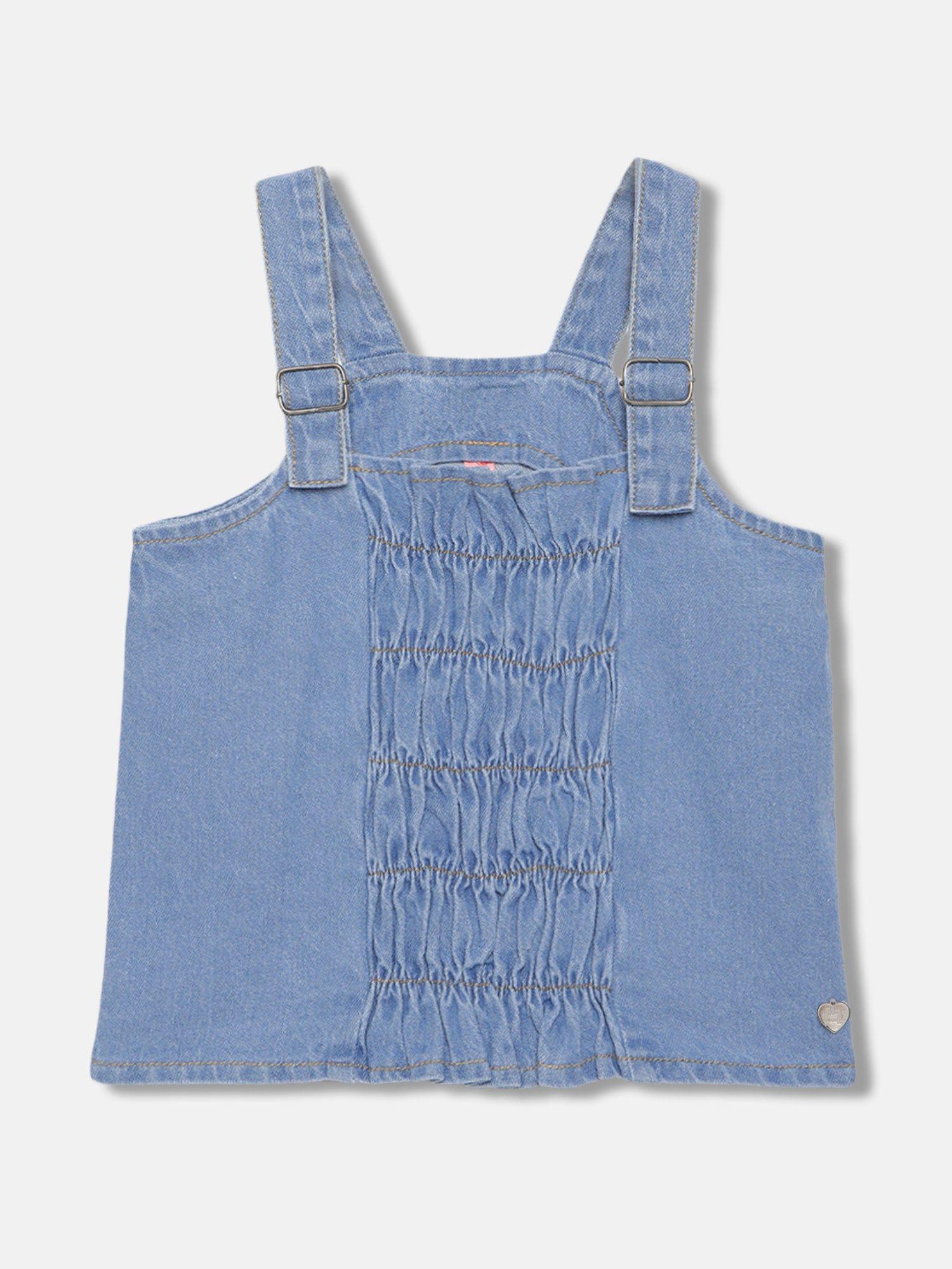 girls blue solid shoulder straps sleeveless top