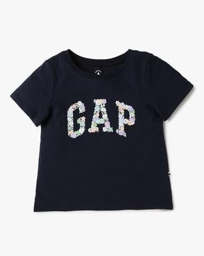 girls brand print relaxed fit round-neck t-shirt