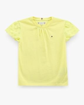 girls broderie anglaise regular fit top