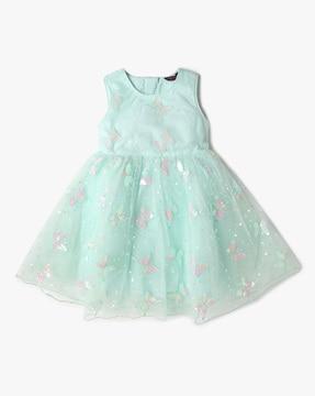 girls butterfly embellished fit & flare dress