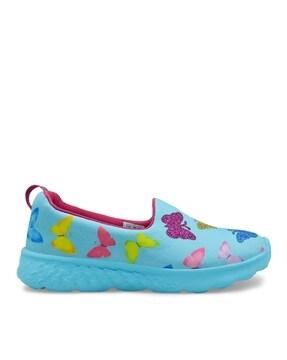 girls butterfly print slip-on shoes