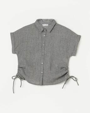 girls button-front checked top
