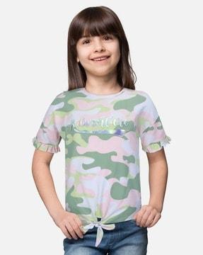 girls camouflage print regular fit top