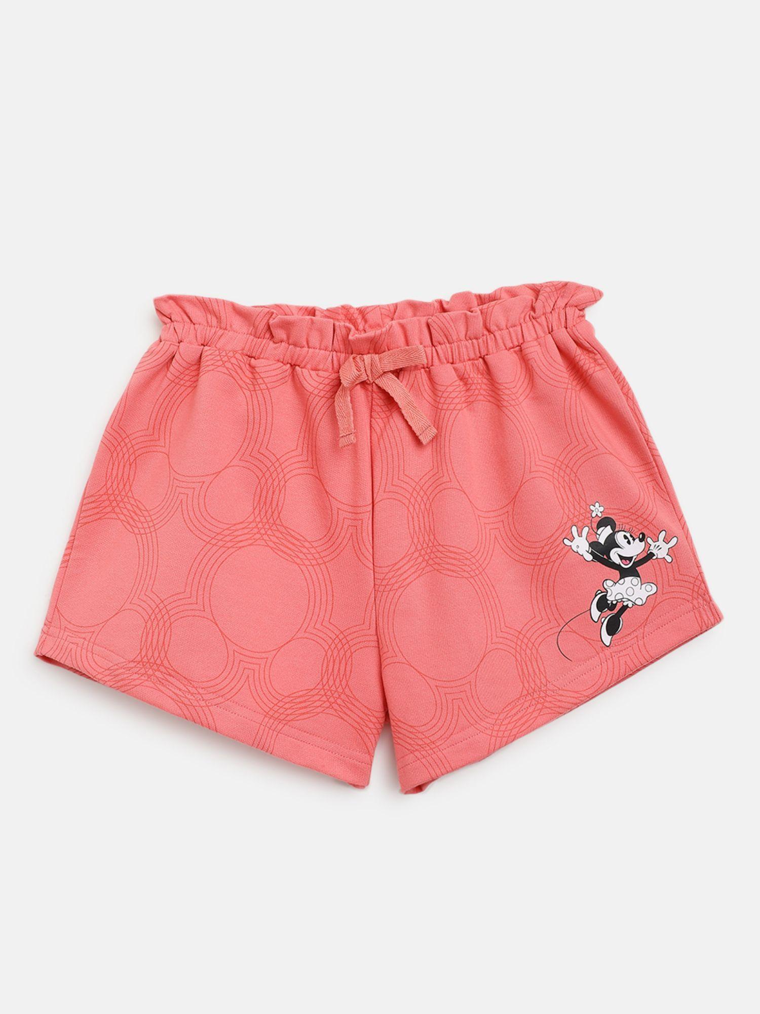 girls cartoon characters cotton shorts-ltpink