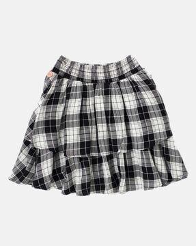 girls checked flared skirt