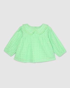 girls checked regular fit cotton top
