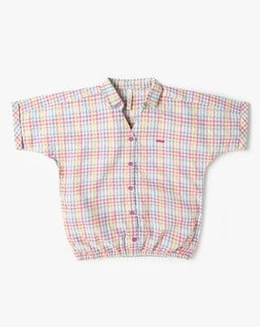 girls checked regular fit top