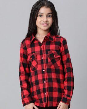 girls checked relaxed fit shirt