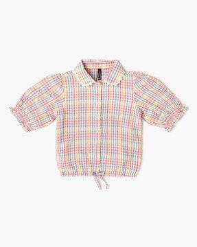 girls checked relaxed fit shirt