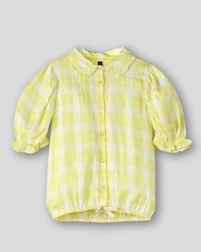 girls checked relaxed fit top