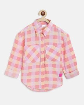 girls checked shirt with patch pockets
