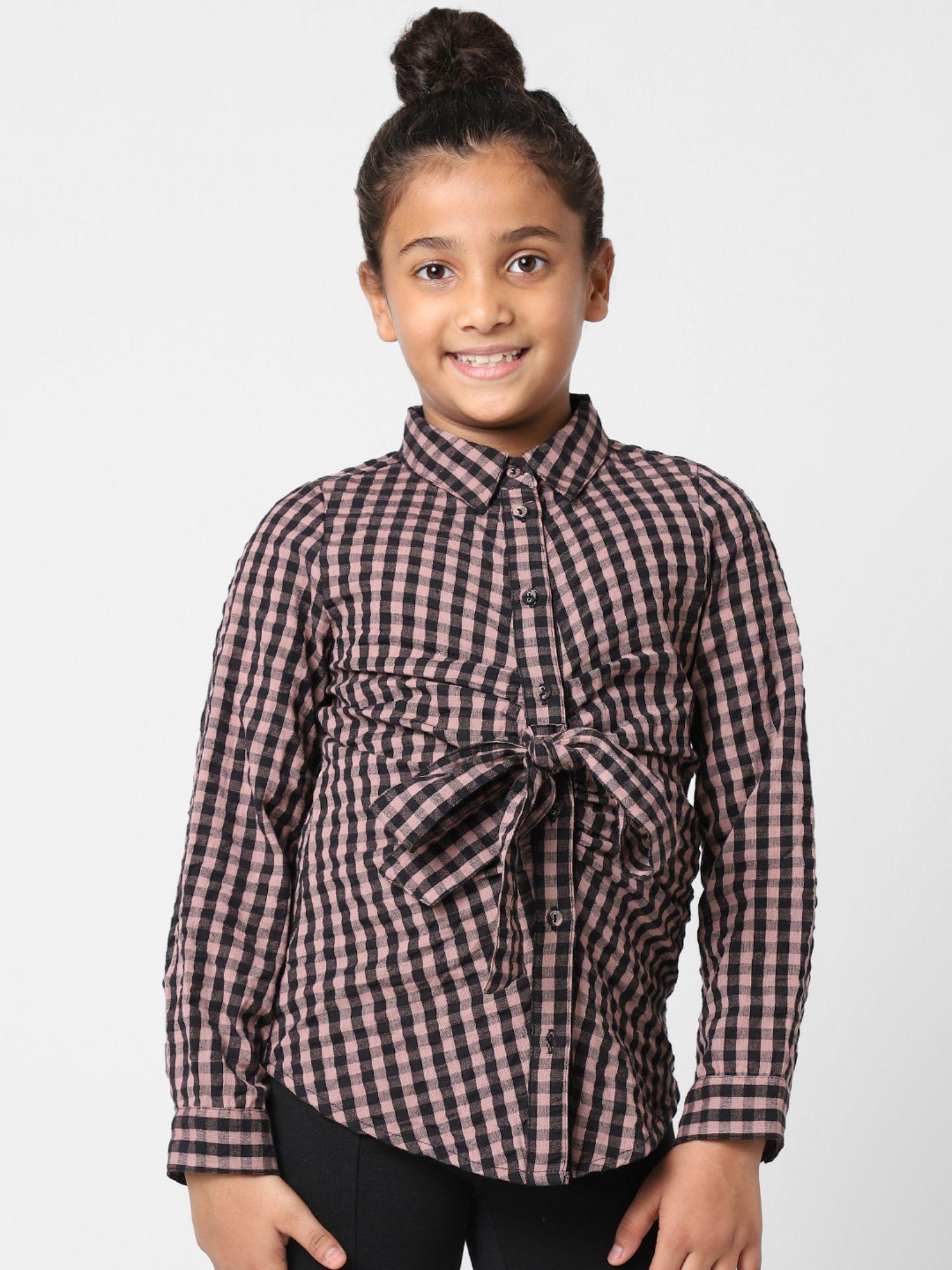 girls checkered black shirt