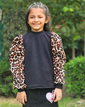 girls cheetah print regular fit tunic