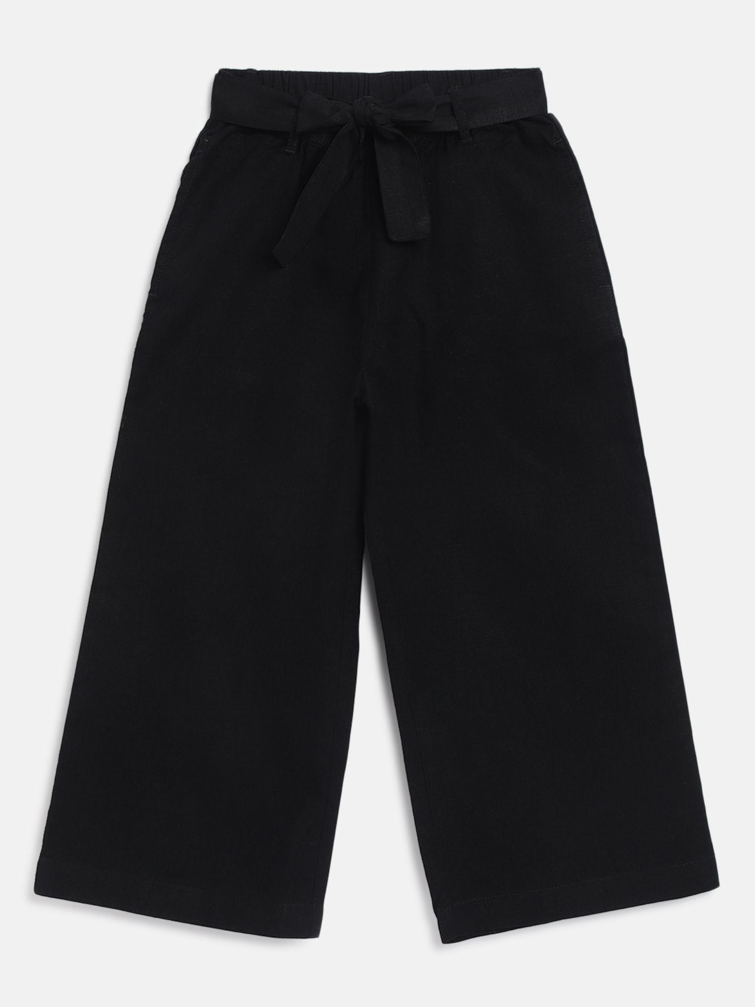 girls chelsea cotton linen culottes - black