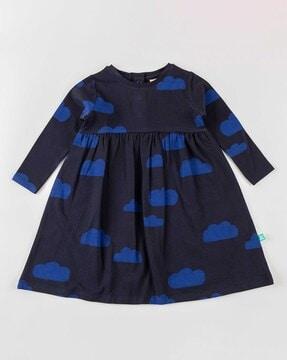 girls cloud print a-line dress