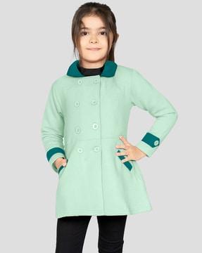 girls coat with welt pockets & button closure