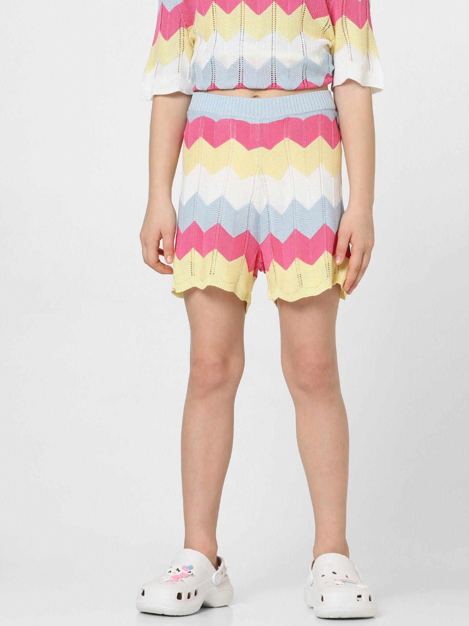 girls colorblock multicolor shorts