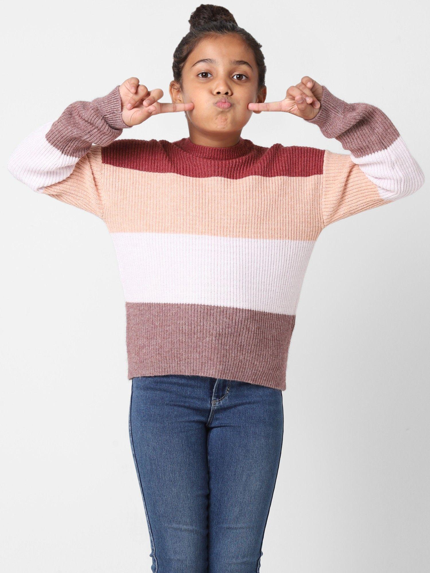 girls colorblock multicolor sweater